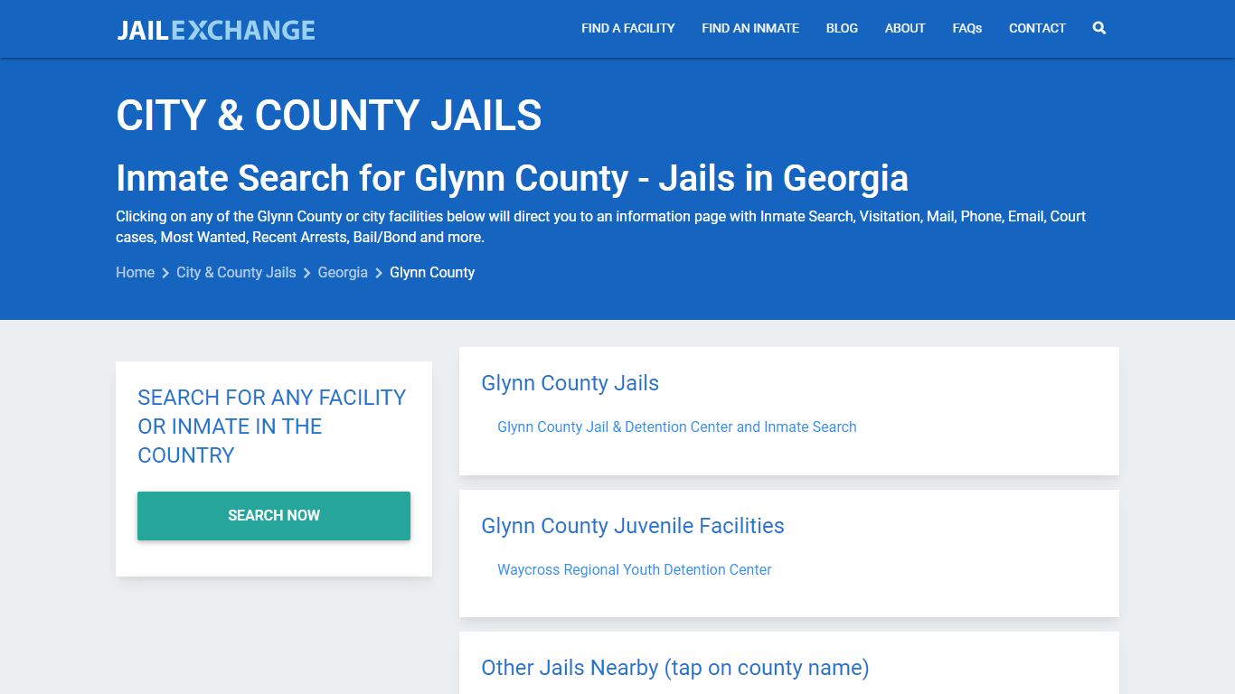 Inmate Search for Glynn County | Jails in Georgia - Jail Exchange